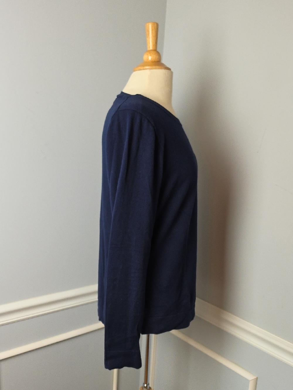 J.CREW FACTORY Teddie Navy Blue 100% Cotton Career Preppy Crewneck Sweater L - Picture 4 of 7